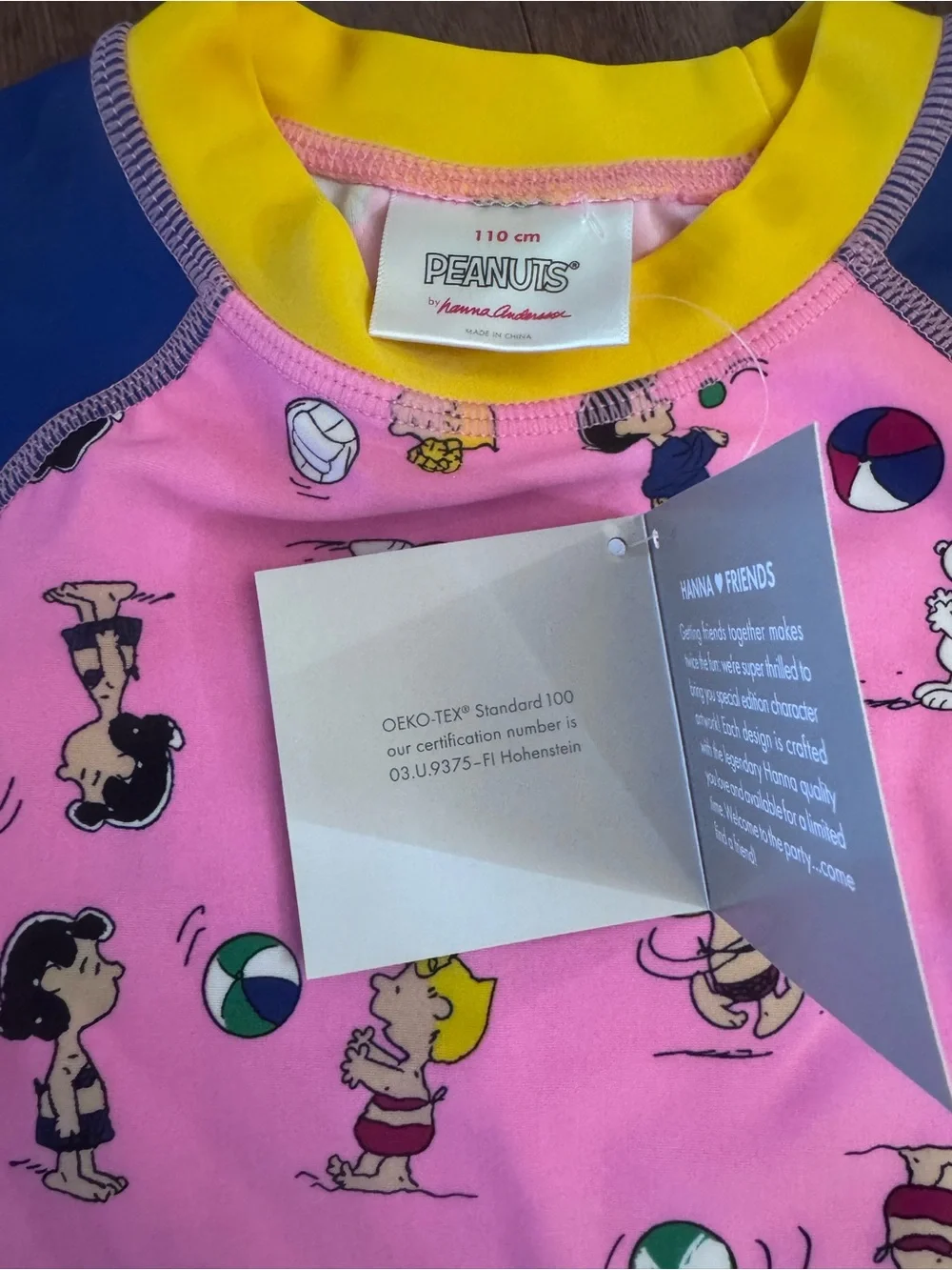 Brand New Hanna Andersson Peanuts Kids' Pink & Blue Rash Guard size 110 (5)